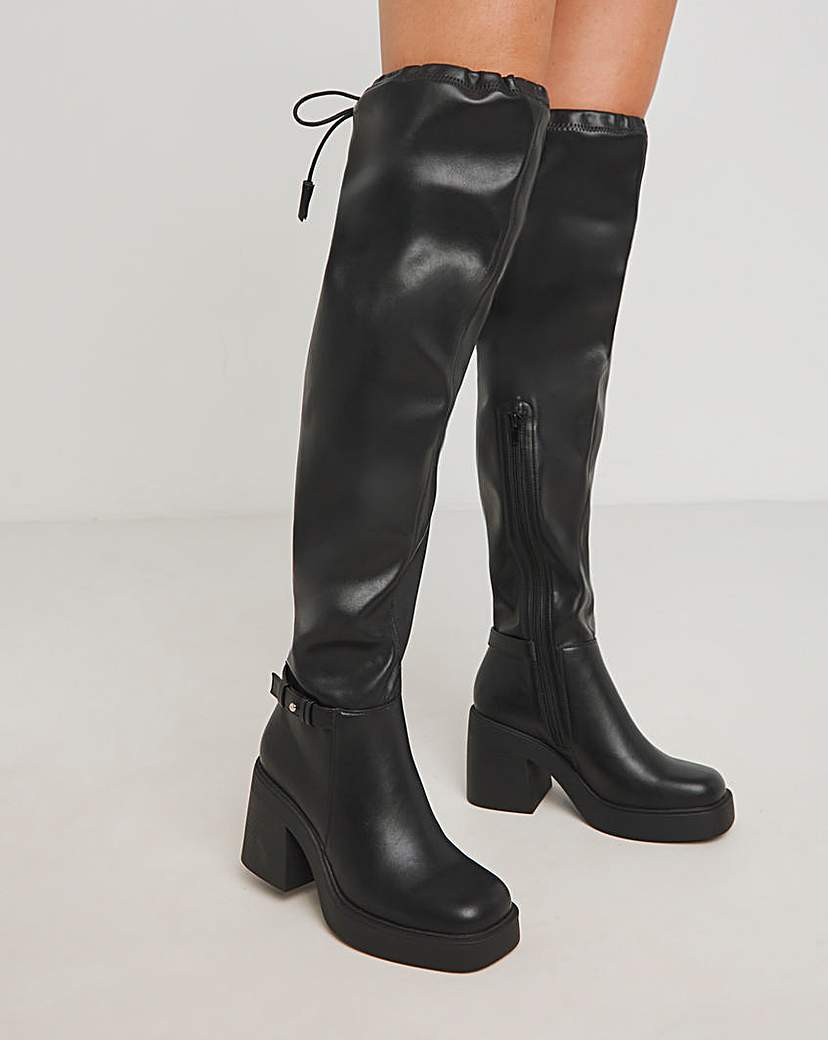 Over Knee Platform Heeled Boot Wide SC