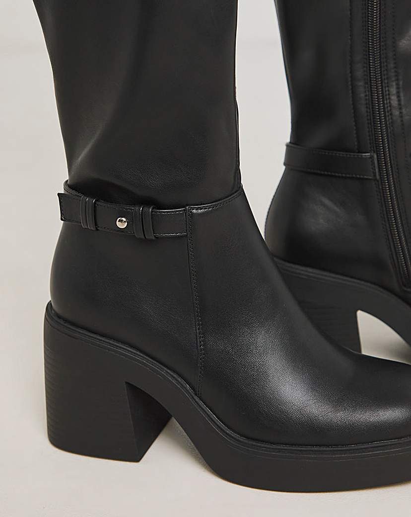 Over Knee Platform Heeled Boot Wide SC