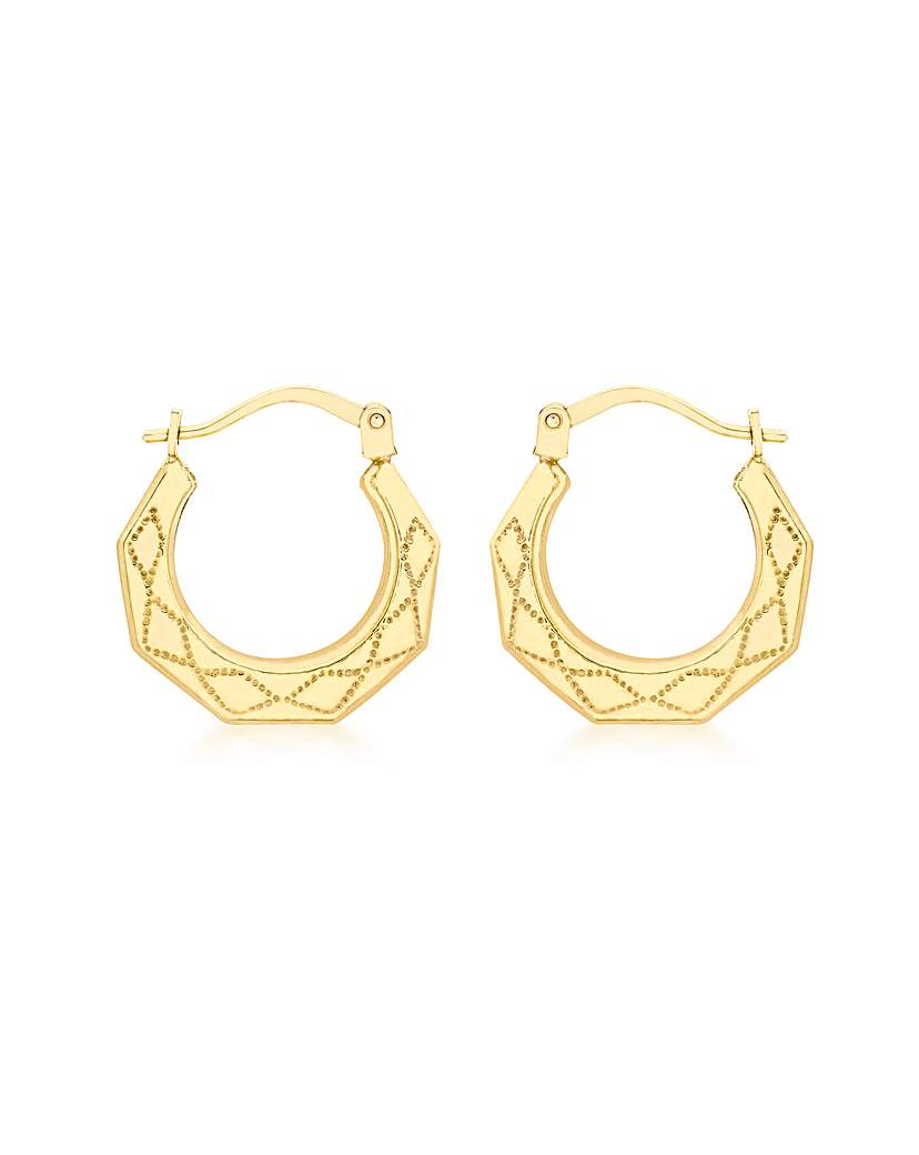 8ct Square 12mm Yellow Gold Folding Creole Earrings – 333 Gold – Unisex – SJR