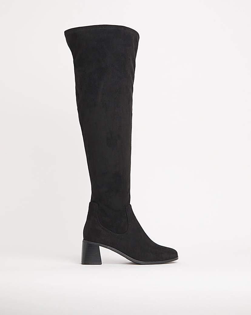 Heeled Over Knee Stretch Boots Ex Wide