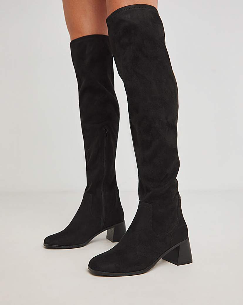 Heeled Over Knee Stretch Boots Ex Wide