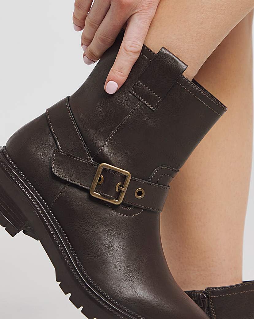 Multi Buckle Ankle Biker Boot Wide