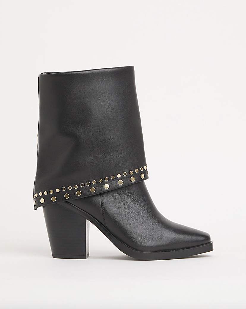 Western Cuff Studded Ankle Boot Wide