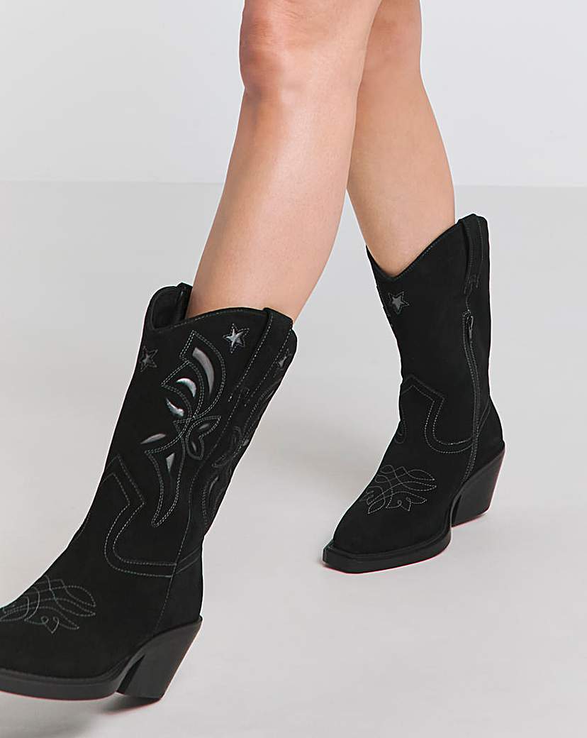 Cut Out Calf Western Boots ExWide SC