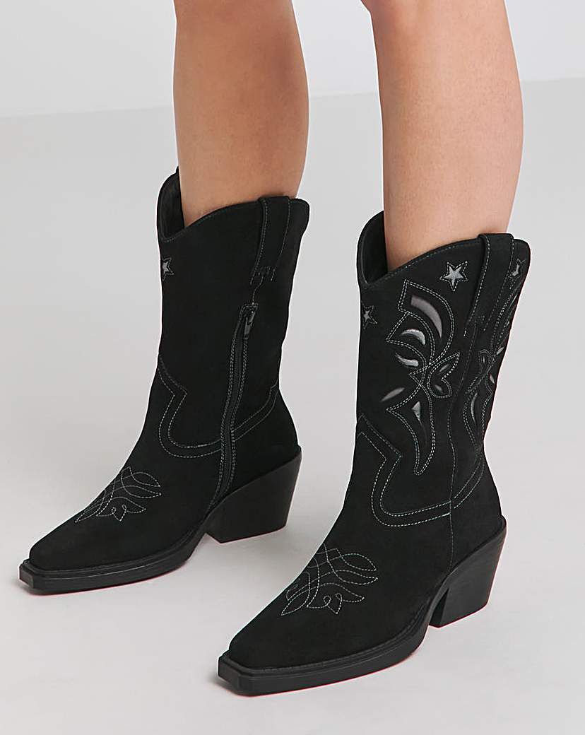 Cut Out Calf Western Boots Wide SC