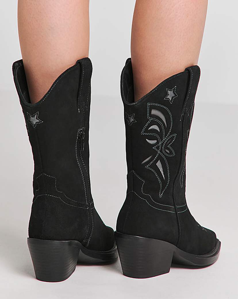 Cut Out Calf Western Boots Wide SC