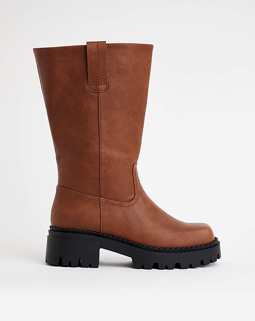 Chunky Plain Biker Boot Ex Wide C