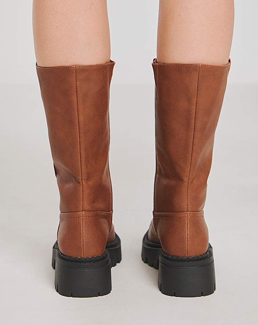 Chunky Plain Biker Boot Ex Wide C