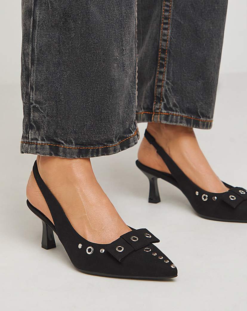 Eyelet Slingback Court Shoe Wide Fit