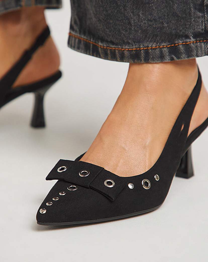 Eyelet Slingback Court Shoe Wide Fit