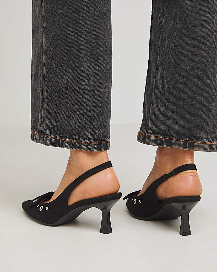 Eyelet Slingback Court Shoe Wide Fit