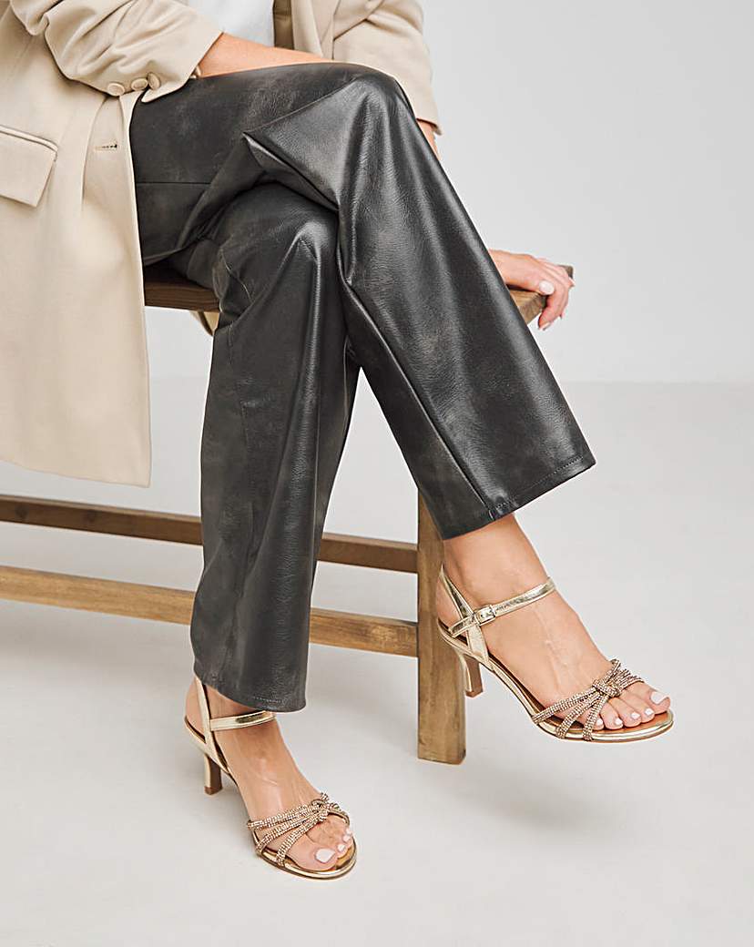 Diamante Knot Kitten Heel Sandal ExWide