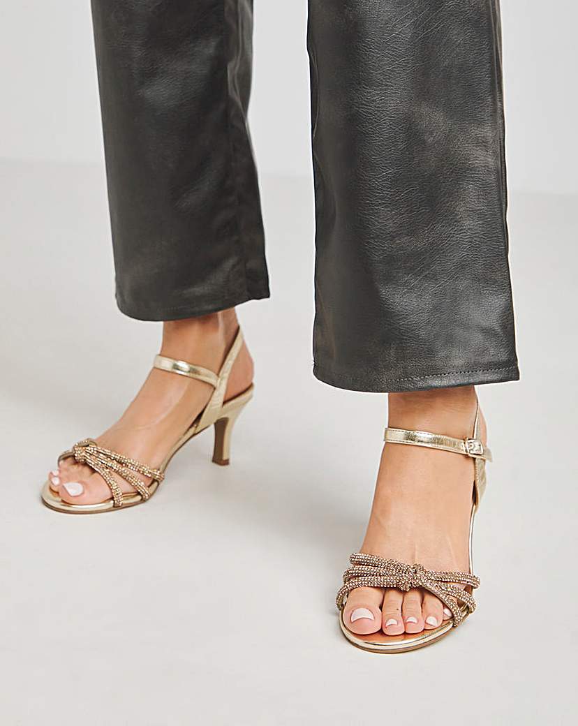Diamante Knot Kitten Heel Sandal ExWide