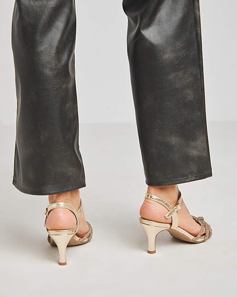 Diamante Knot Kitten Heel Sandal ExWide