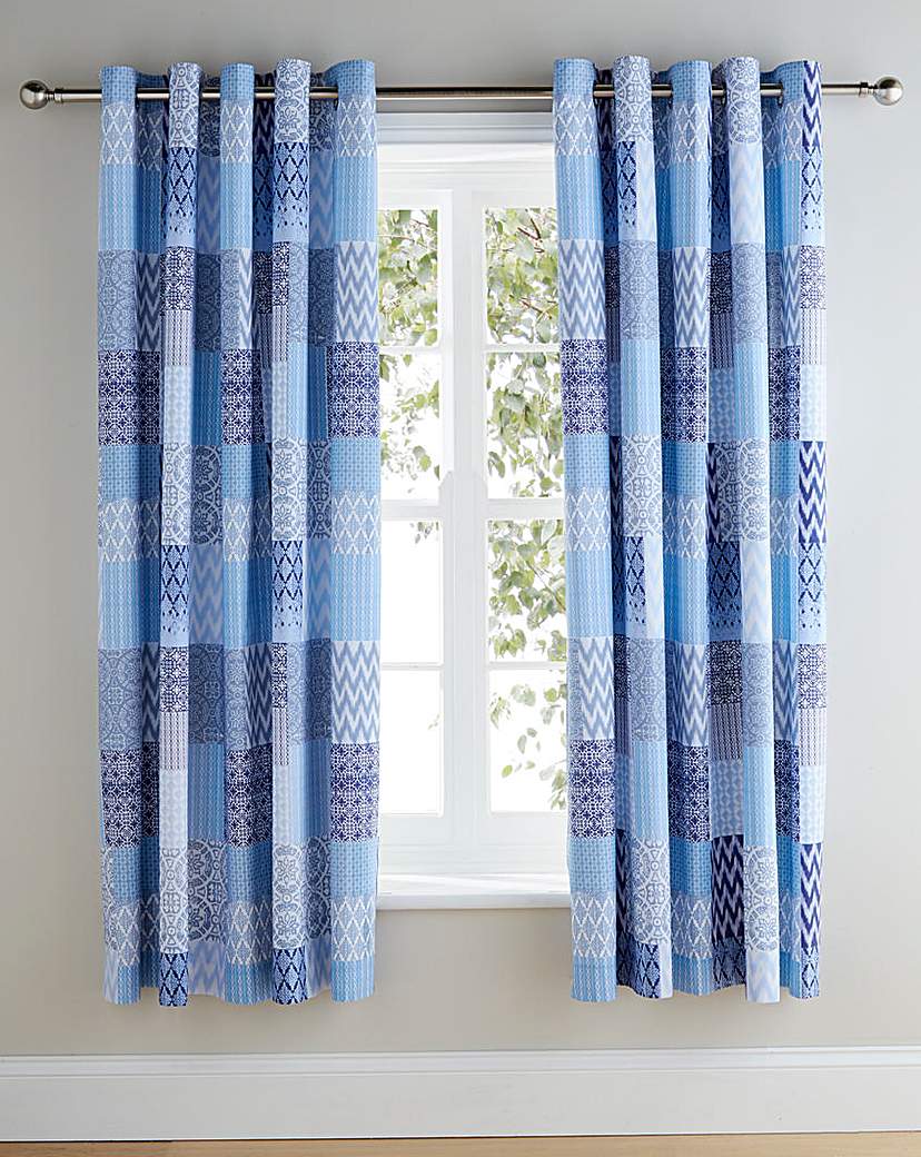 Seville Patchwork Lined Eyelet Curtains