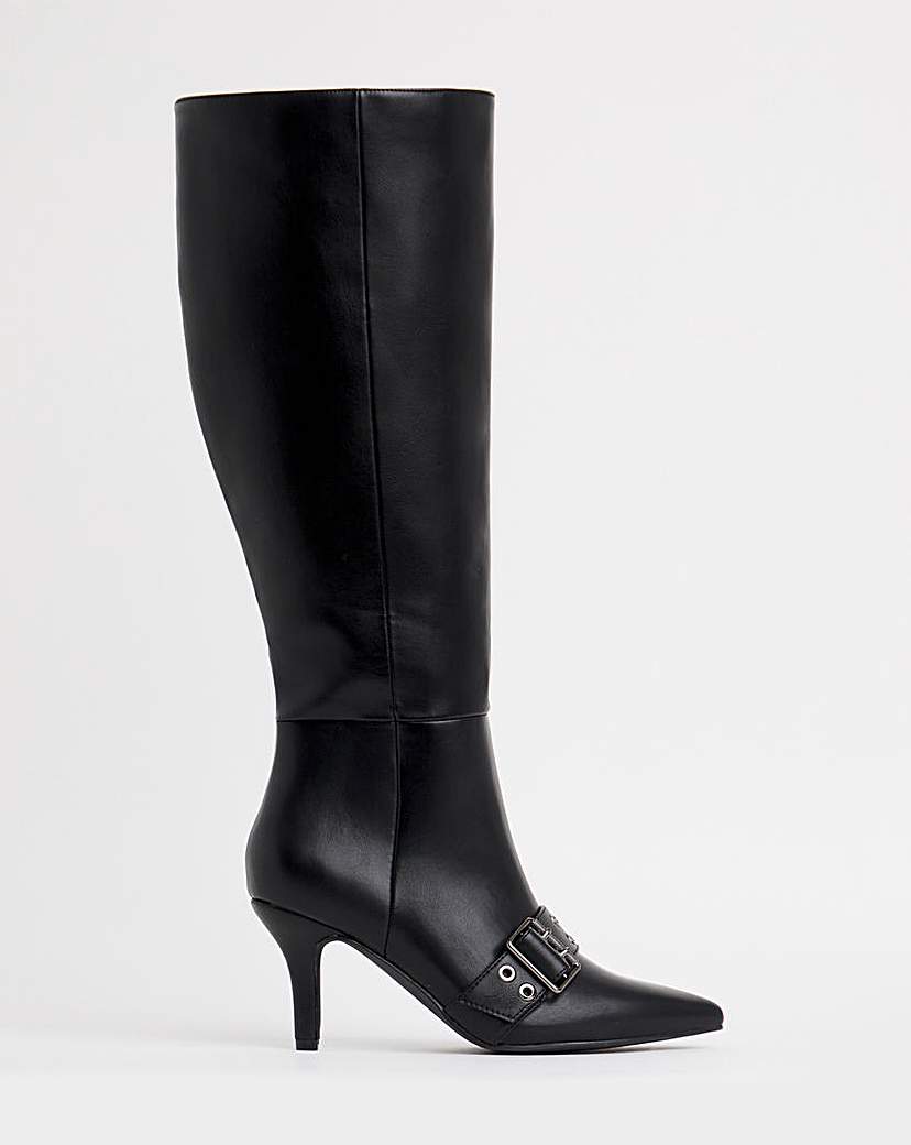 Knee High Heeled Boots Strap Wide S