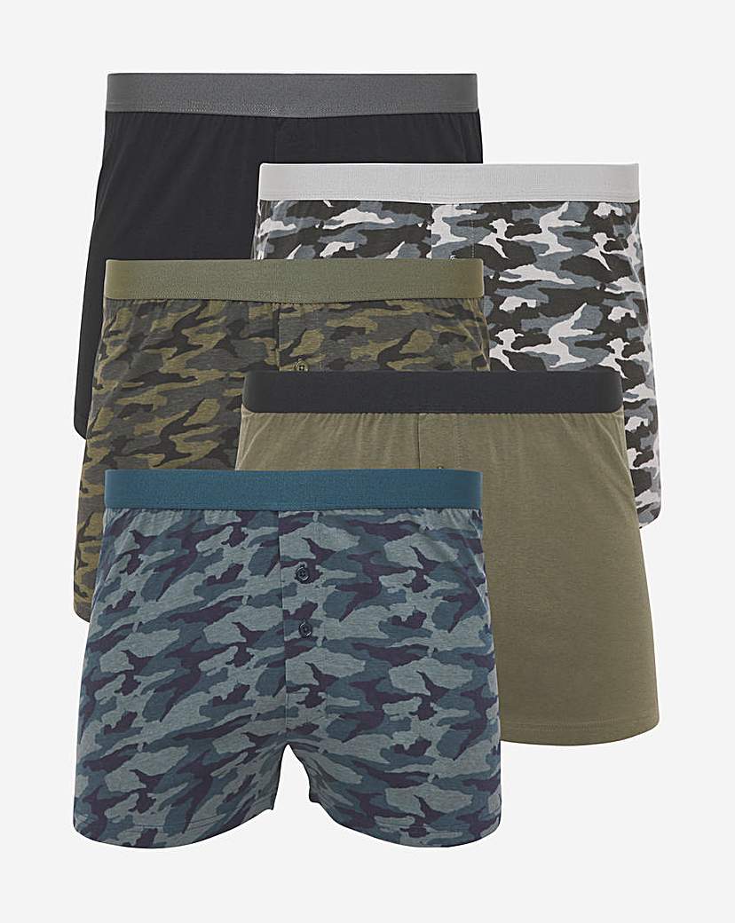 Pack Of 5 Camo Print Loose Boxers