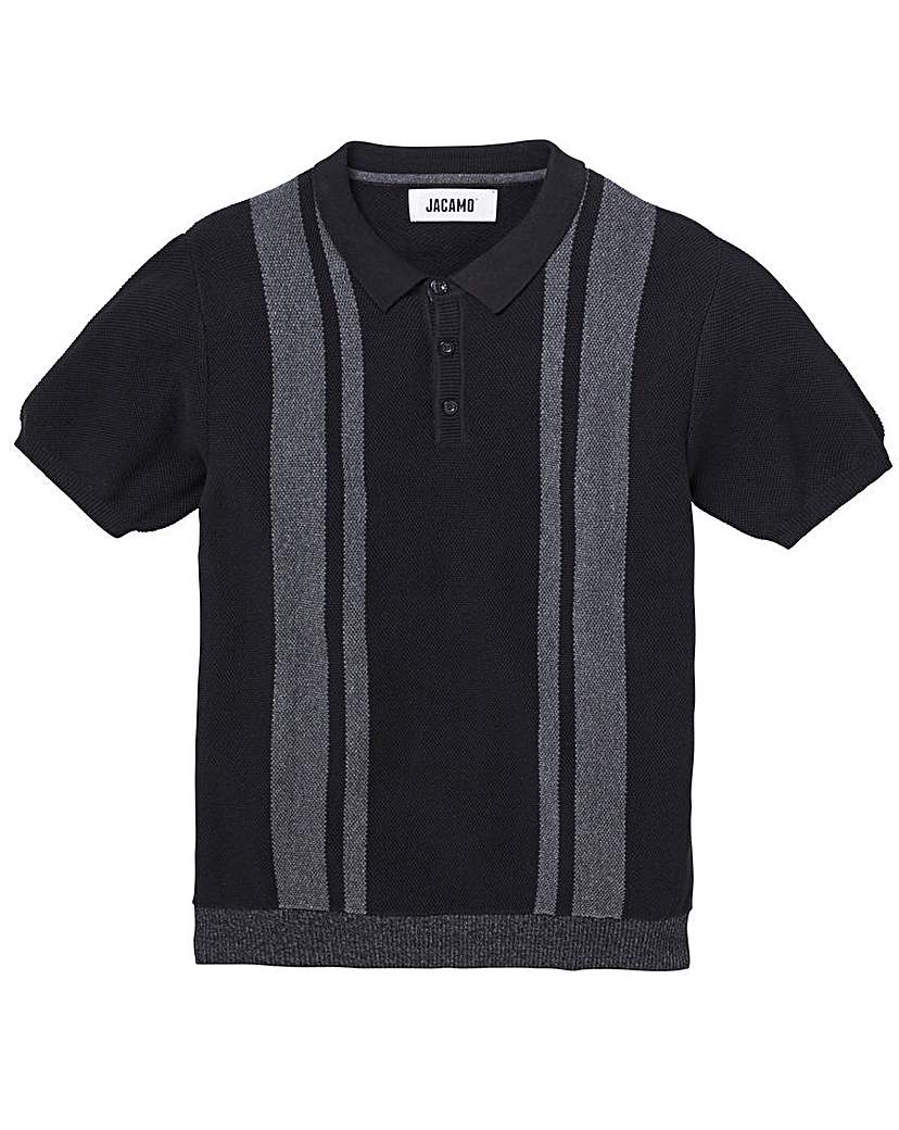 Image of Black Striped Knit Polo R