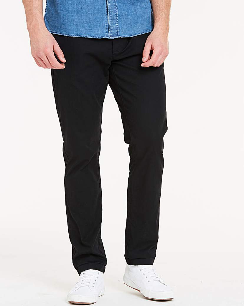 Image of Black Elasticated Waist Tapered Chinos