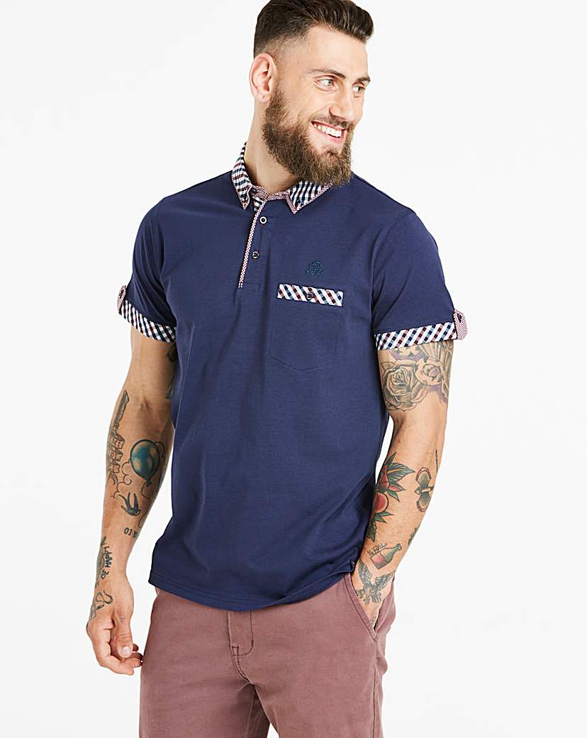 Image of Black Label Navy S/S Check Trim Polo L