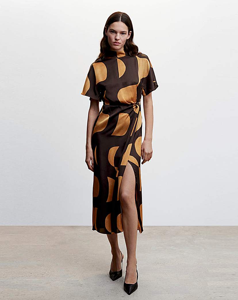 Mango Lily Printed Satin Dress