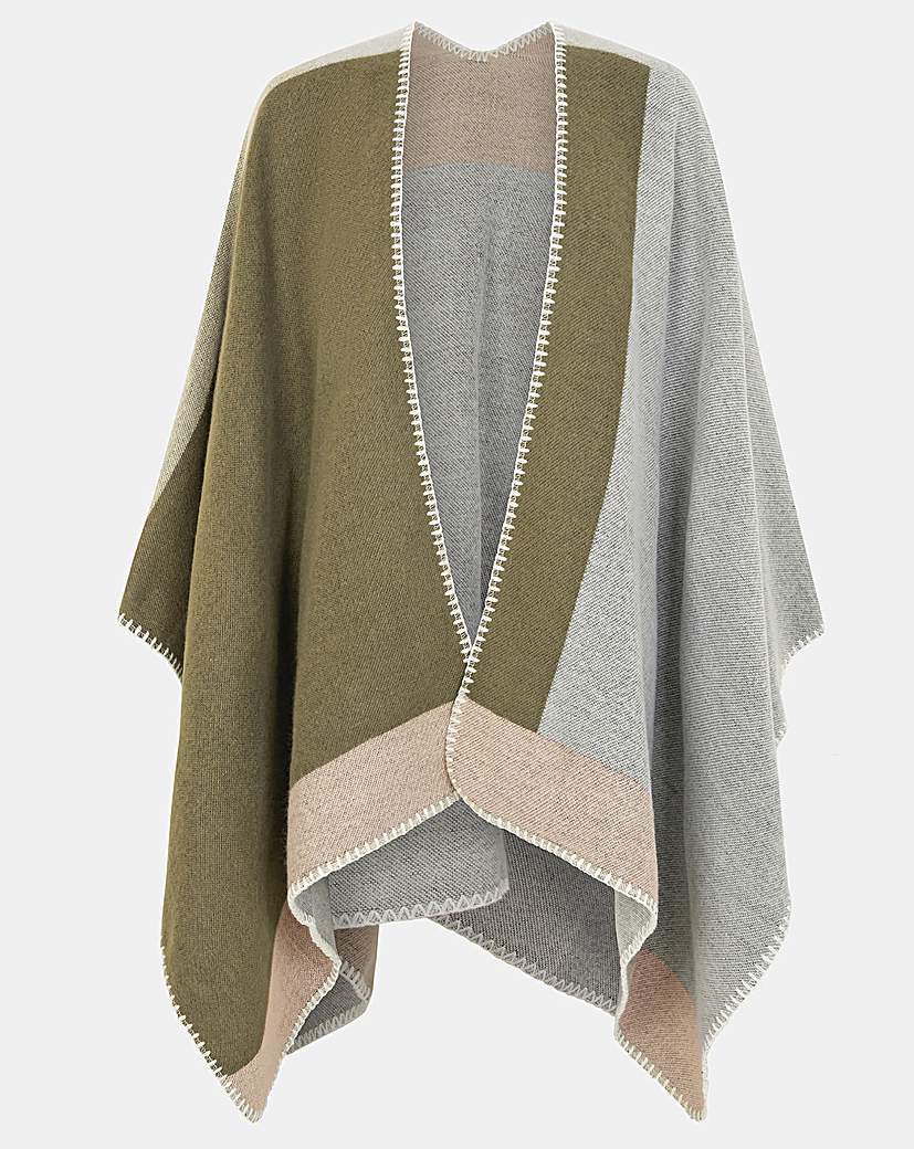 Accessorize Colourblock Poncho Grey Accessorize Size ONE …