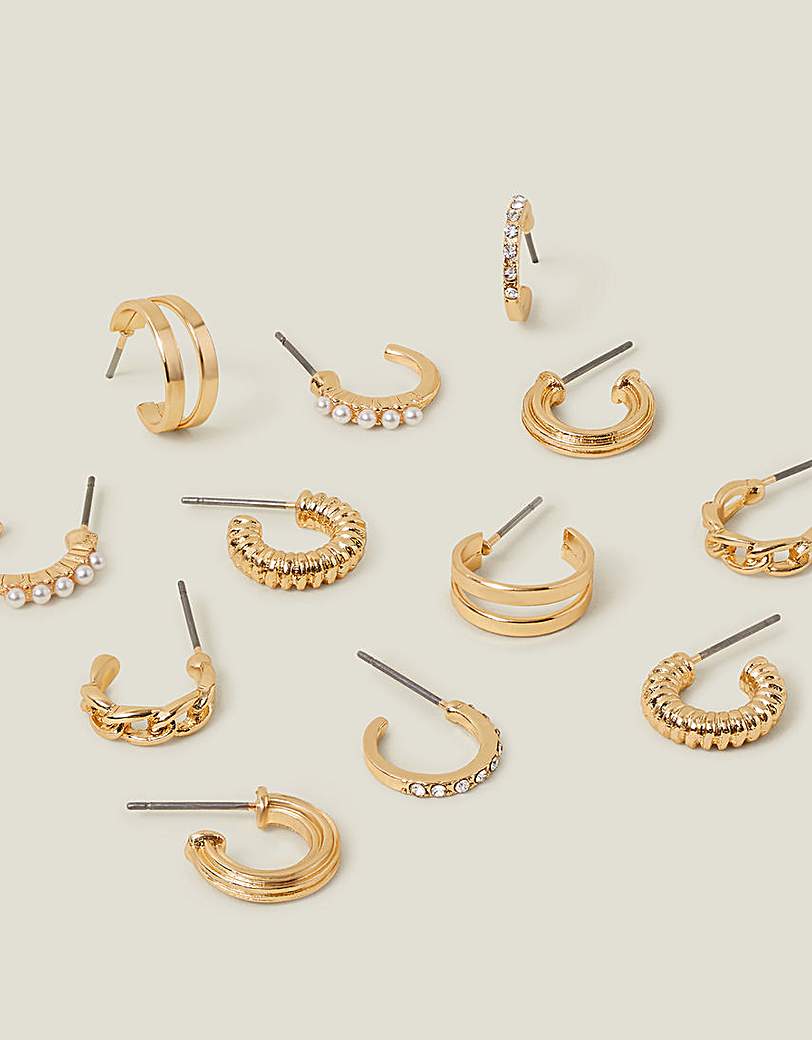 Accessorize 6Pack Textured Hoops Gold Accessorize Size …