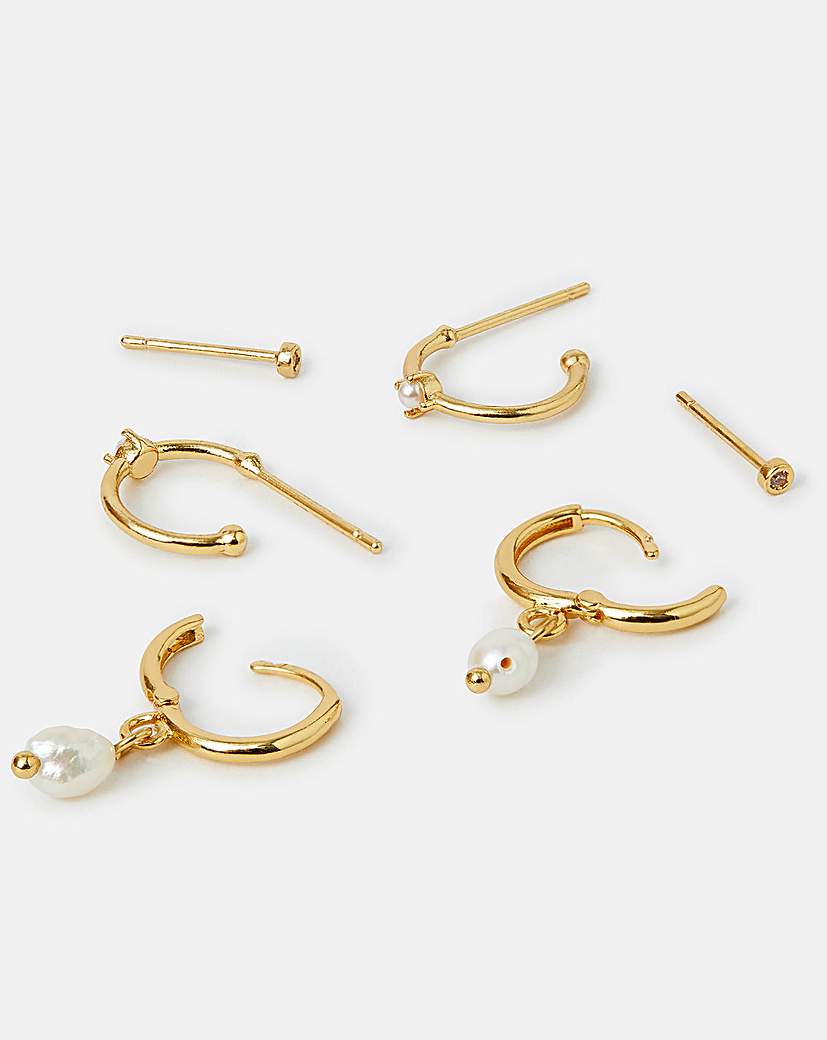 Accessorize 14ct GoldPlated Stud Hoops Pearl Accessorize …
