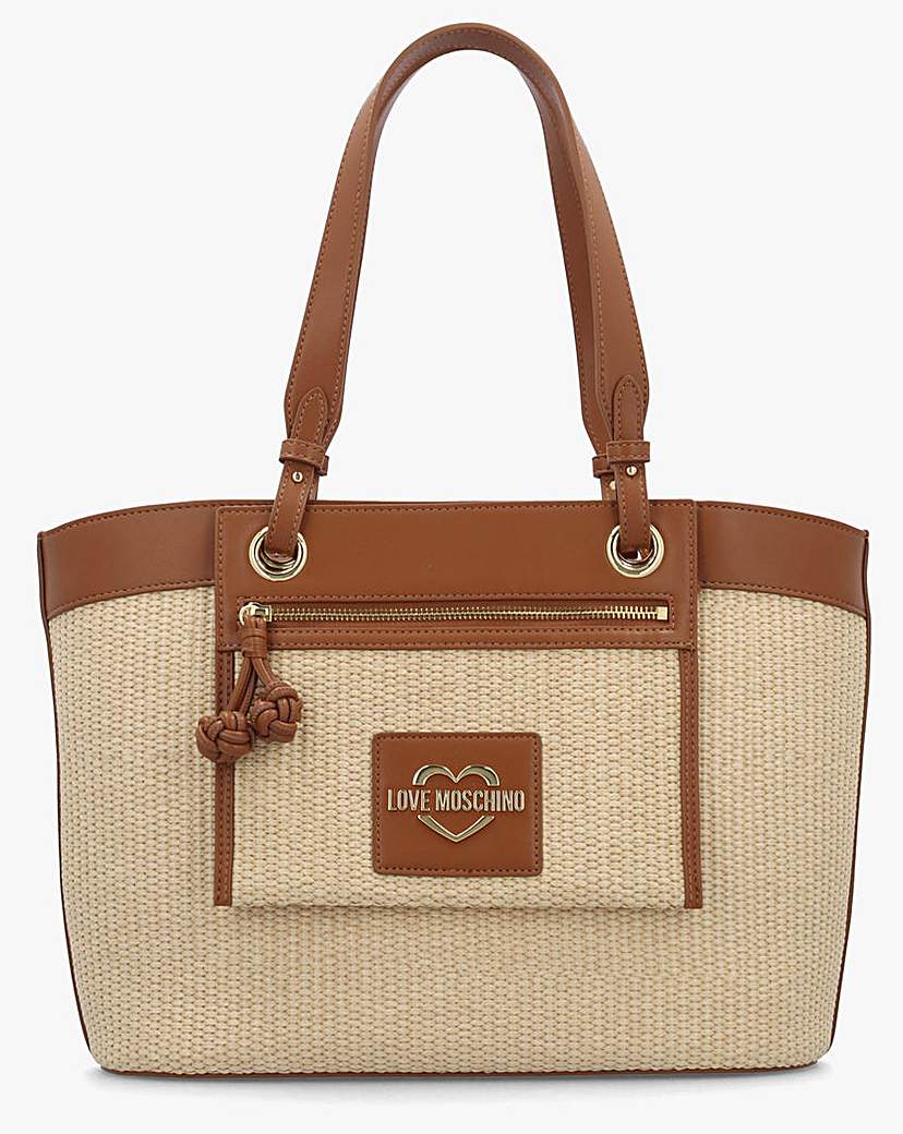 Love Moschino Straw Chic Tan Tote Bag …