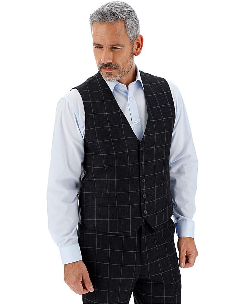 Image of Navy Theo Windowpane Waistcoat