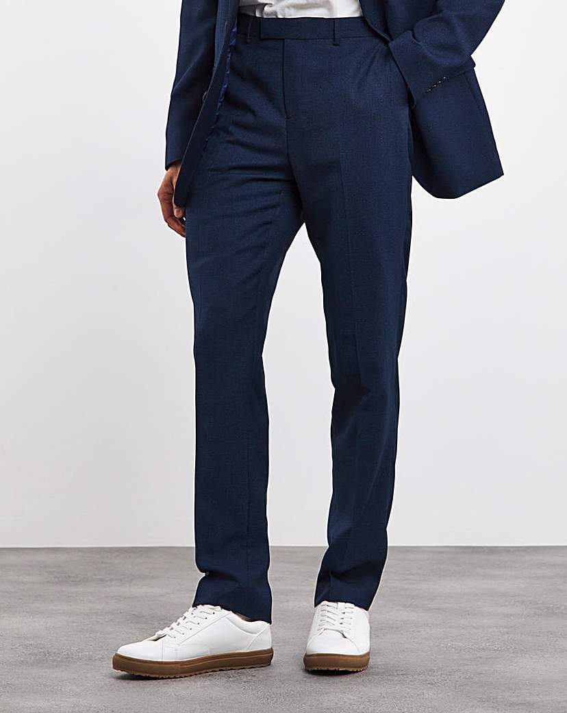 Navy Reg Fit Suit Trouser L with Stretch