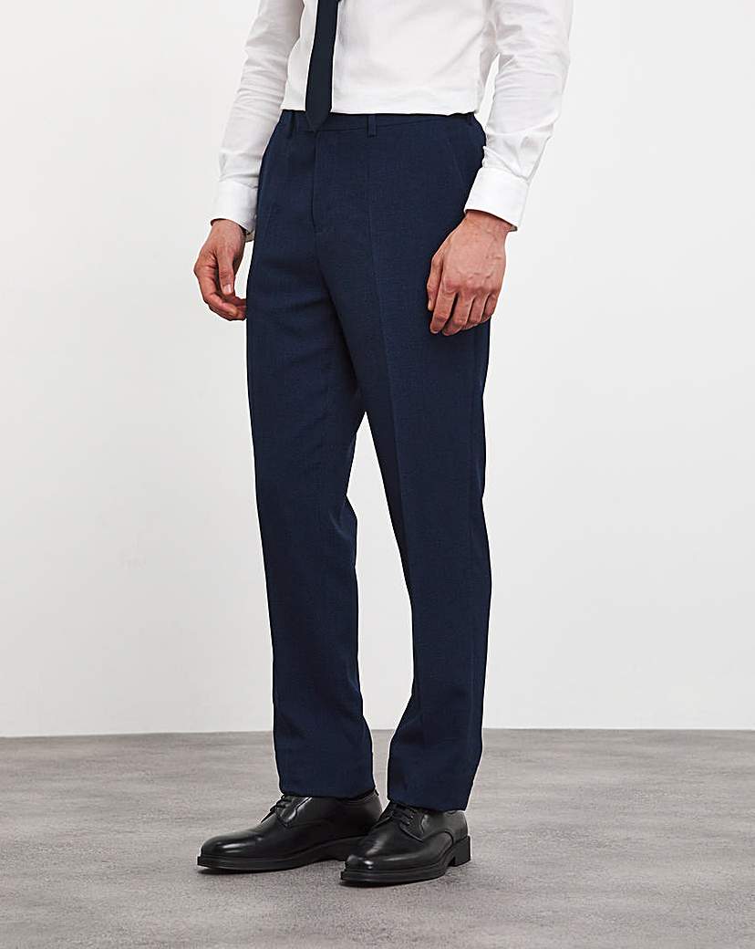 Image of Navy Reg Fit Suit Trouser L with Stretch