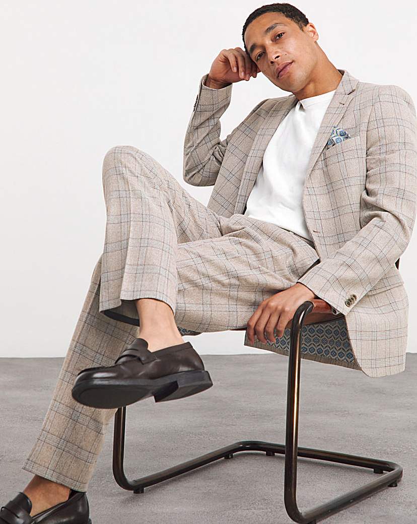 Stone Heritage Check Reg Fit Suit Jacket