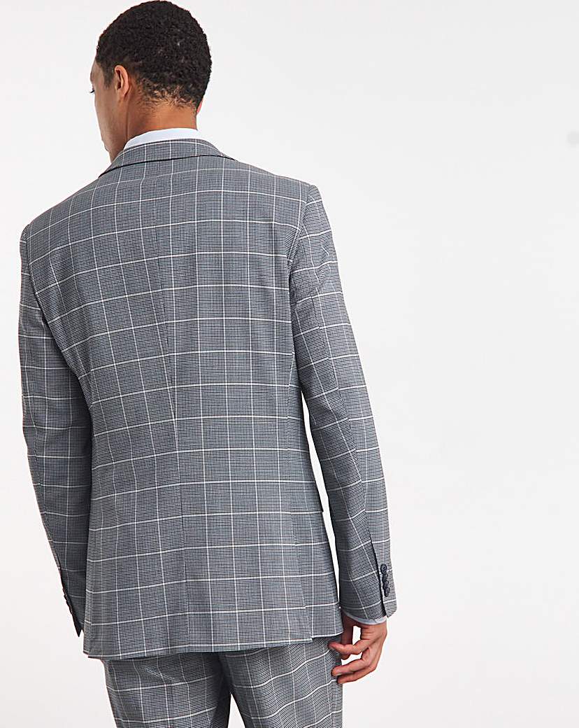 Blue Check Regular Fit Suit Jacket
