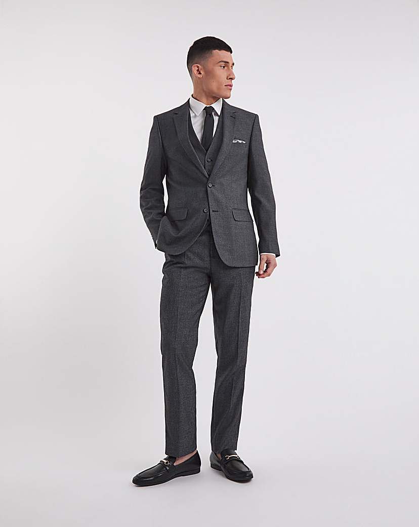 Charcoal Regular Fit Stretch Suit Trouse
