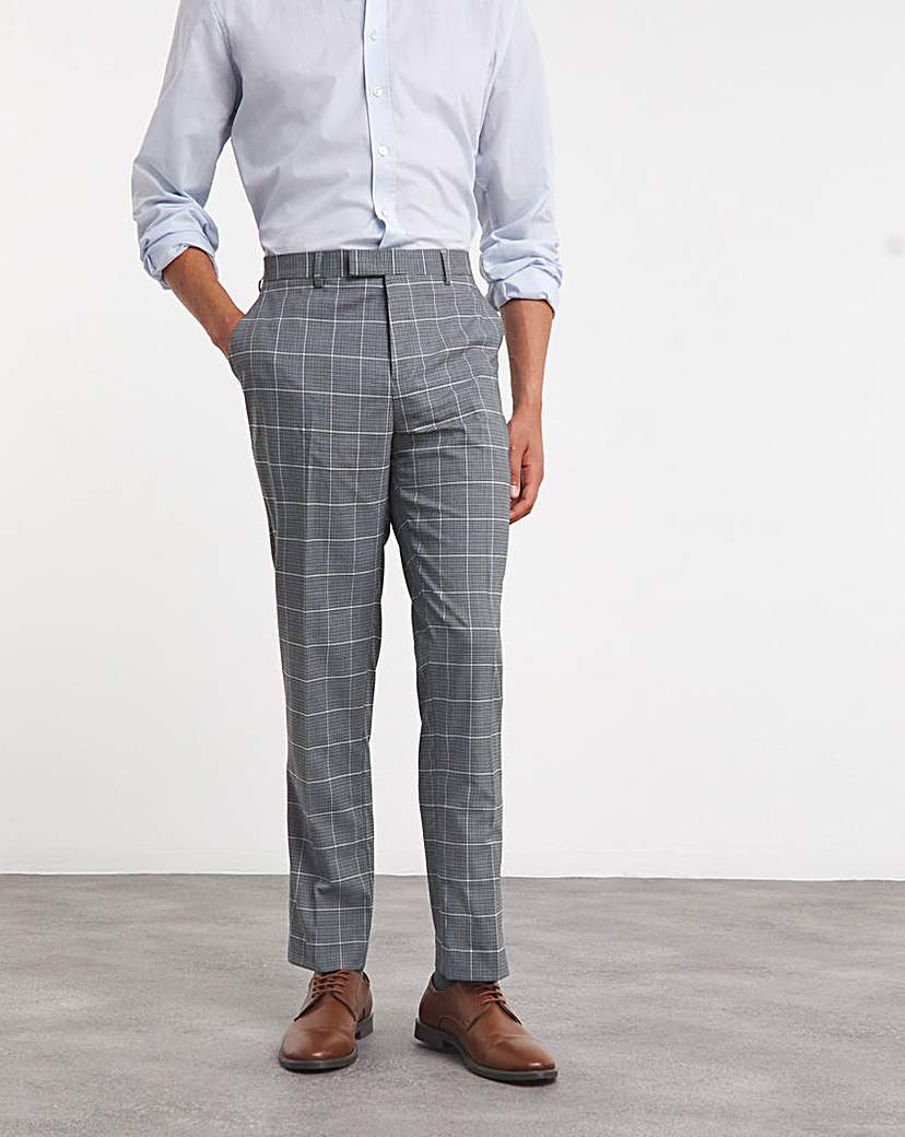 Blue Check Regular Fit Suit Trouser