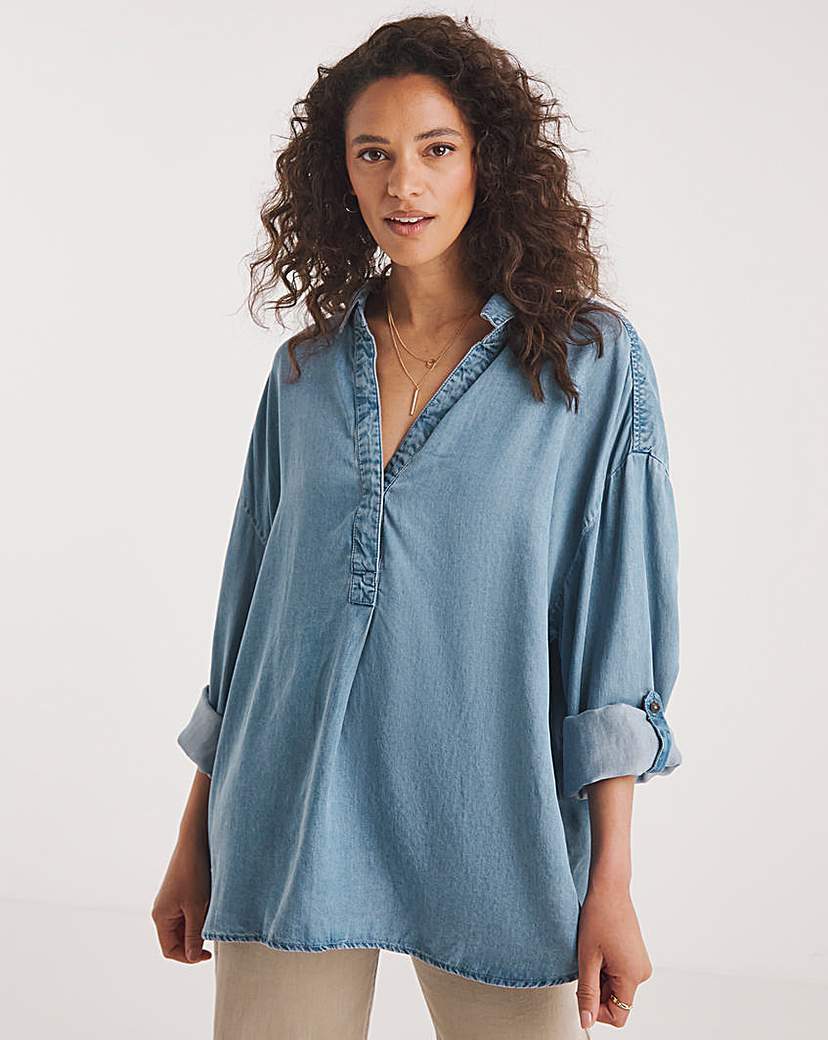 Mid Blue Relaxed Lyocell Tunic