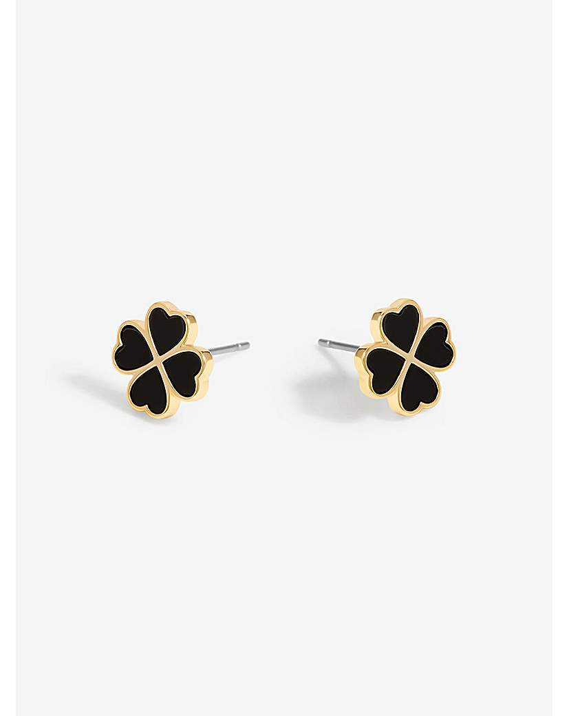 Jon Richard Jet Enamel Clover Studs