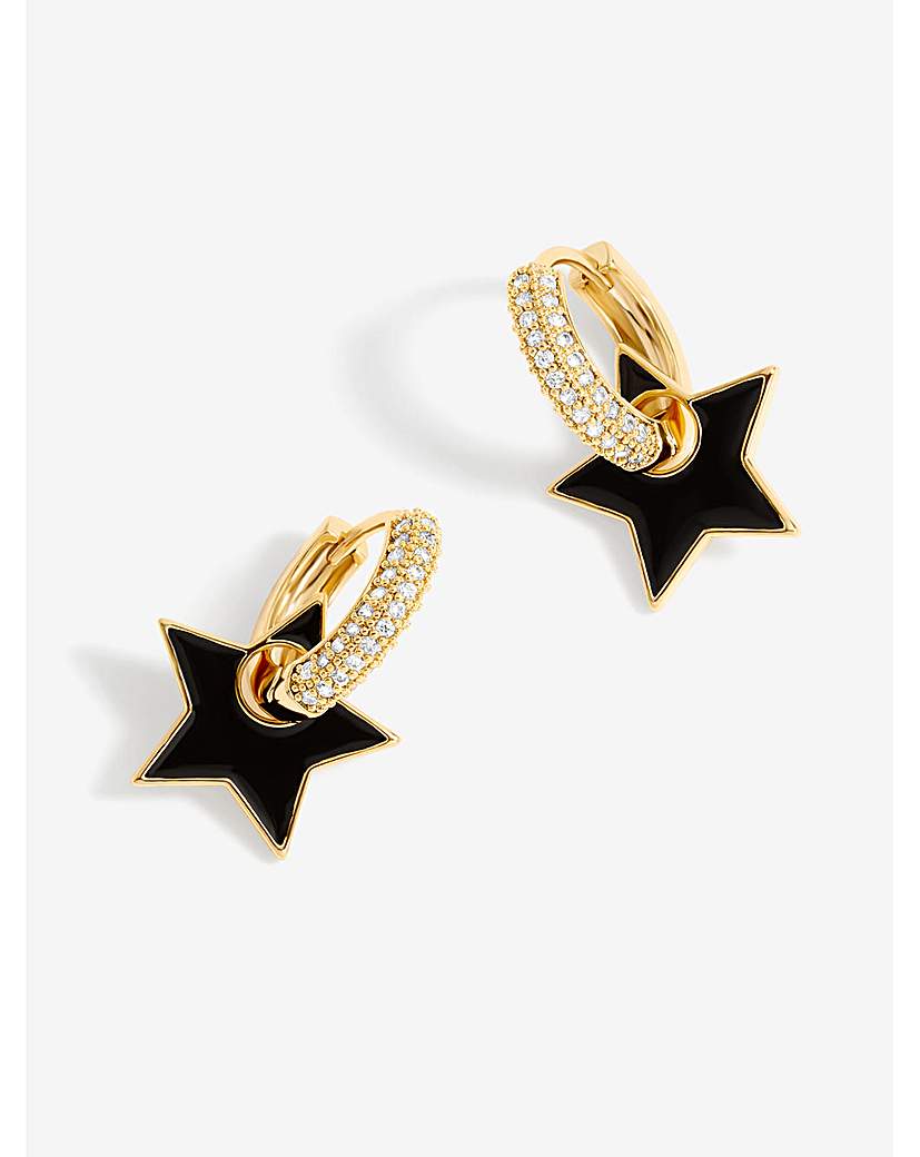 Jon Richard Jet Enamel Star Earrings