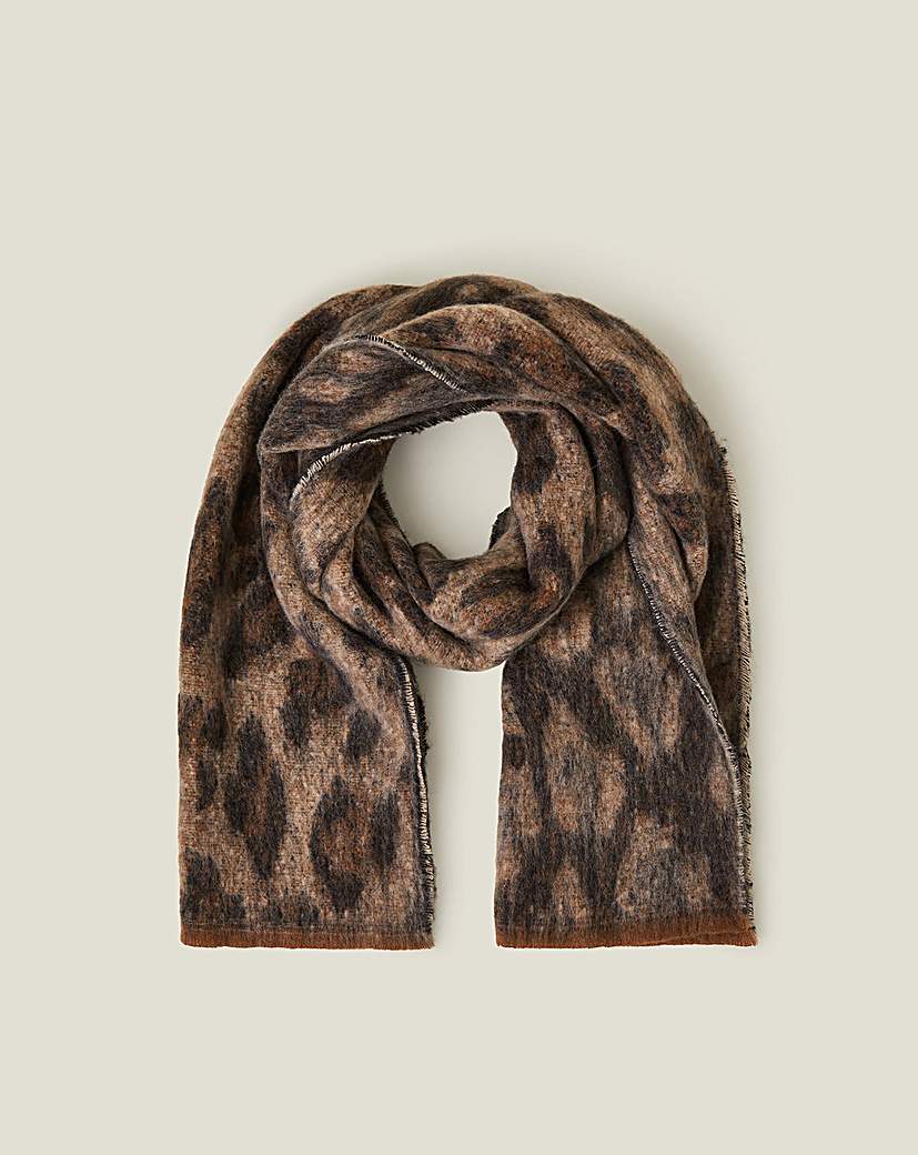 Brushed Leopard Print Blanket Scarf