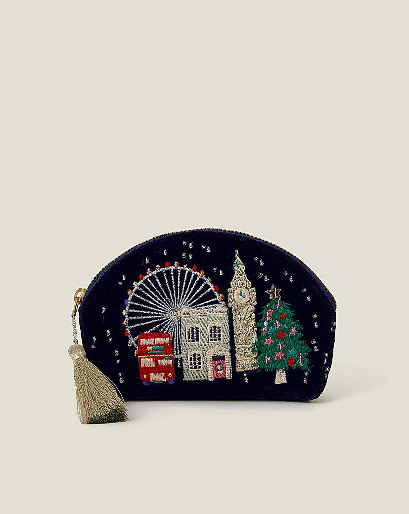 London Christmas Velvet Coin Purse