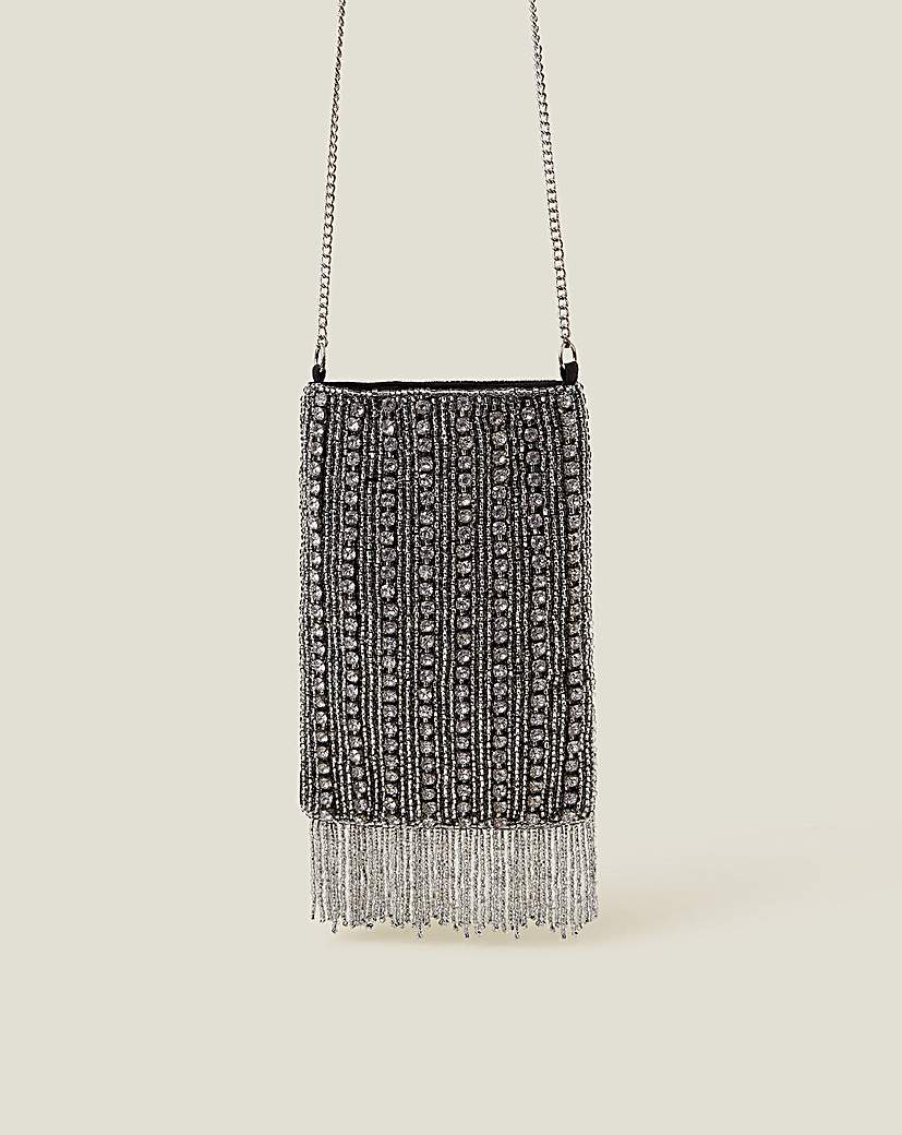 Diamante Bead Fringe Phone Bag