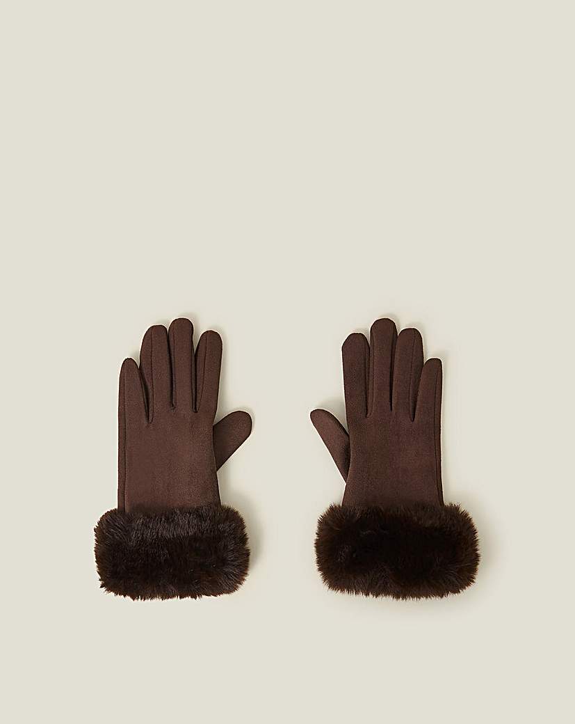 Suedette Faux Fur Cuff Gloves