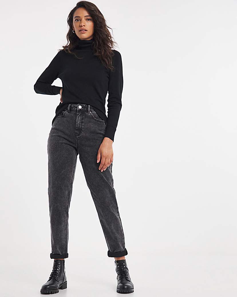 Image of Demi Dark Grey Mom Jeans