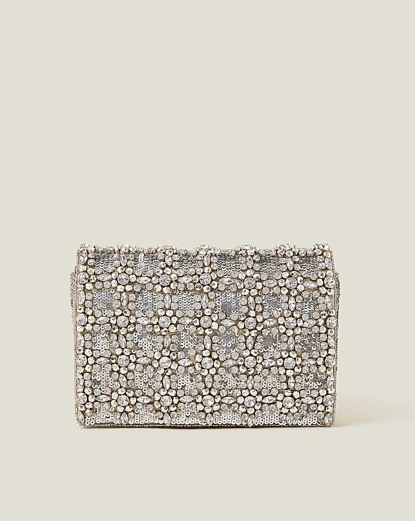 Diamante Fold Over Clutch Bag