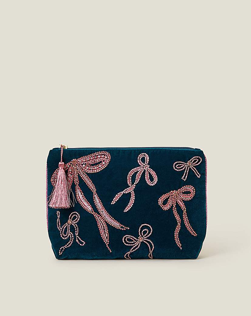 Large Velvet Embellished Bow Pouch