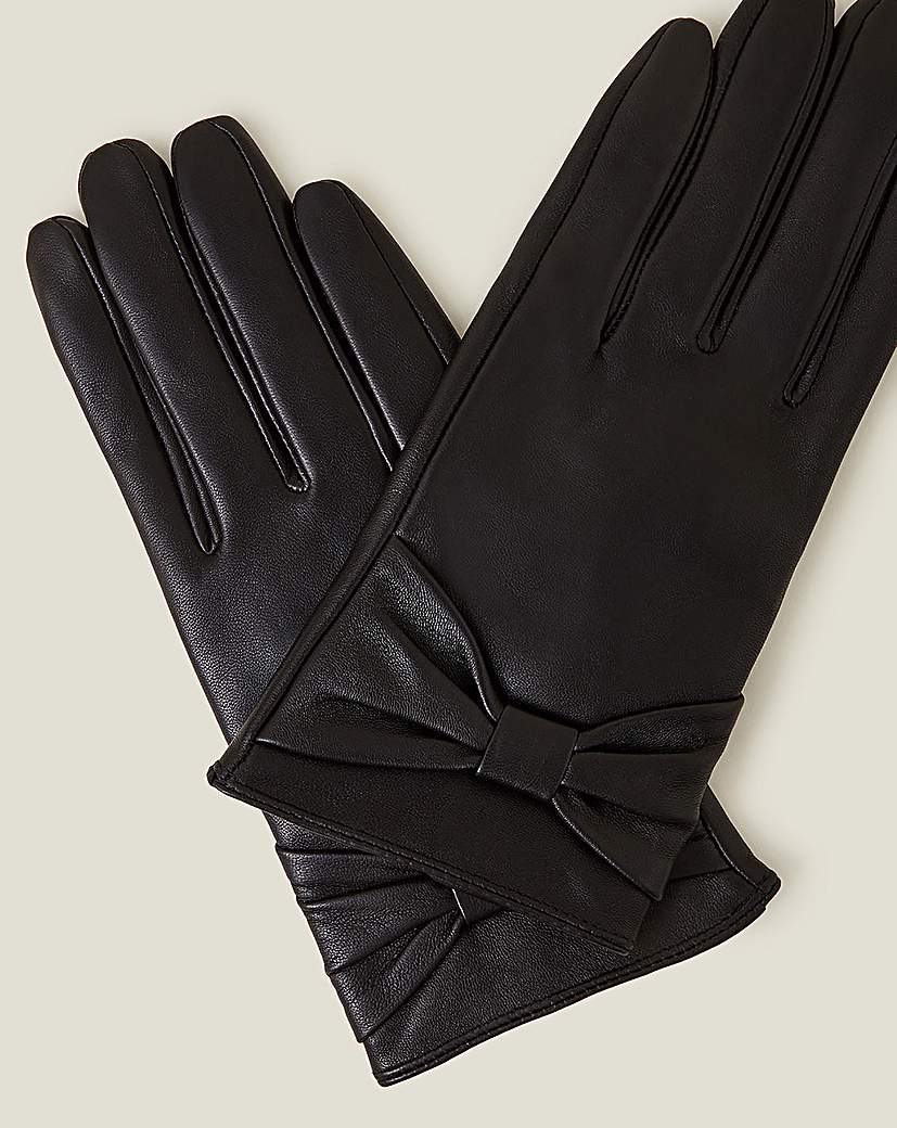 Leather Bow Gloves