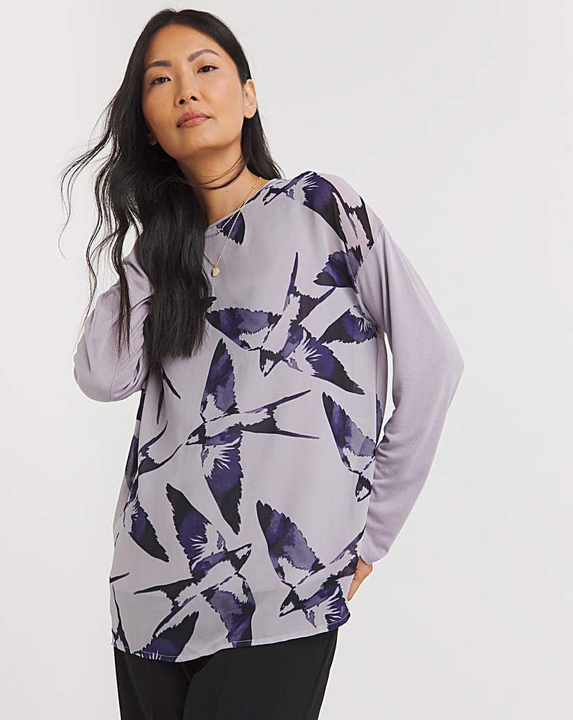 Julipa Sheer Top with Jersey Sleeve