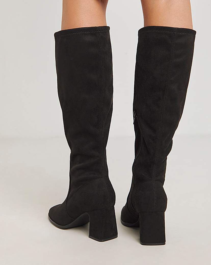 Knee High Heeled Stretch Boots Wide