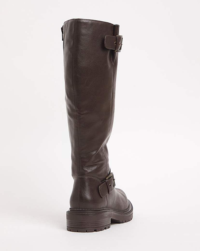 Buckle Detail Knee High Boots Wide SC